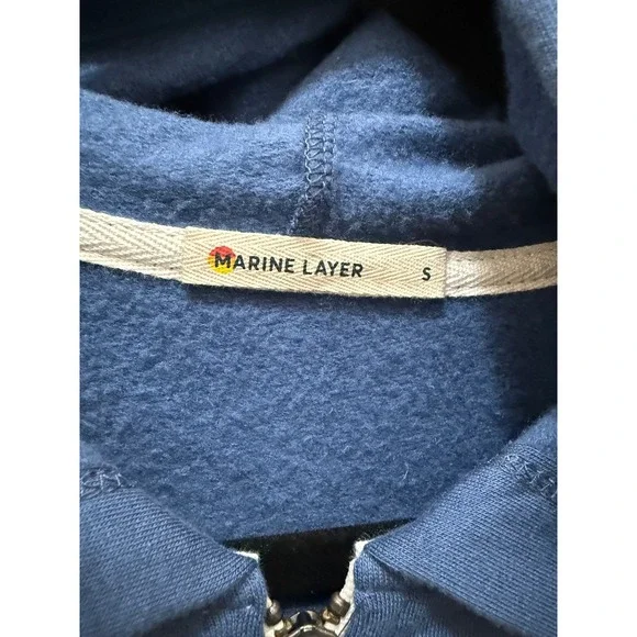 Marine Layer Women's Blue Full Zip Hoodie Sweatshirt Size S Made in USA‎ - Picture 3 of 6